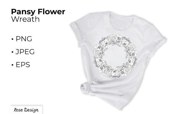 Download Monochrome Pansy Flowers Wreath or Frame - Flowers Collection