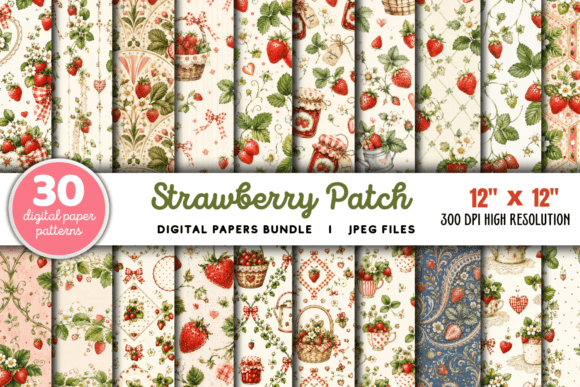 Download Strawberry Patch Summer Pattern Bundle - Bundle Collection