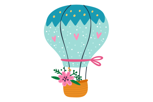 Download Hot Air Balloon with Hearts and Flowers. - Flowers Collection