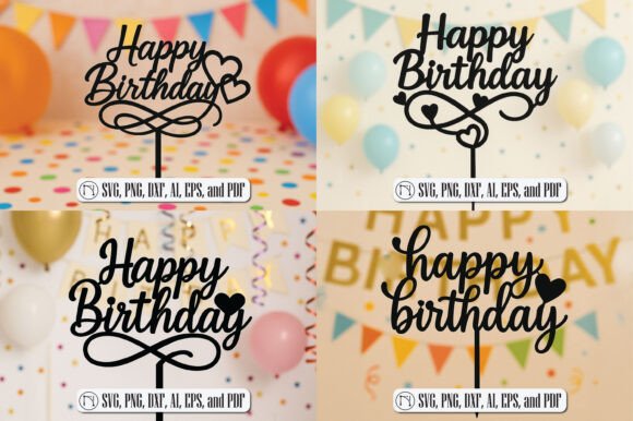 Download Happy Birthday Cake Topper SVG Bundle - Bundle Collection