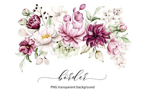 Download Watercolor Flowers, Floral Border, PNG. - Flowers Collection