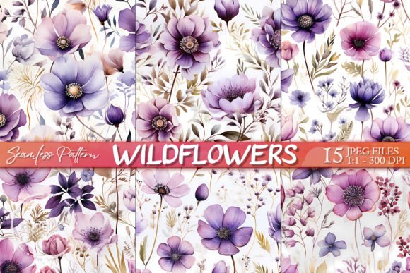 Download Purple Wildflowers Watercolor Pattern - Flowers Collection