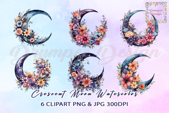Download Watercolor Crescent Moon Clipart - Premium Resources