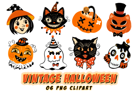 Download Vintage Halloween Hand Drawn PNG Bundle - Bundle Collection