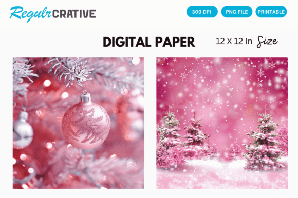 Download Printable Pink Christmas Digital Paper - Print Collection