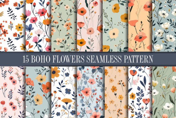 Download Boho Flowers Seamless Pattern - Flowers Collection
