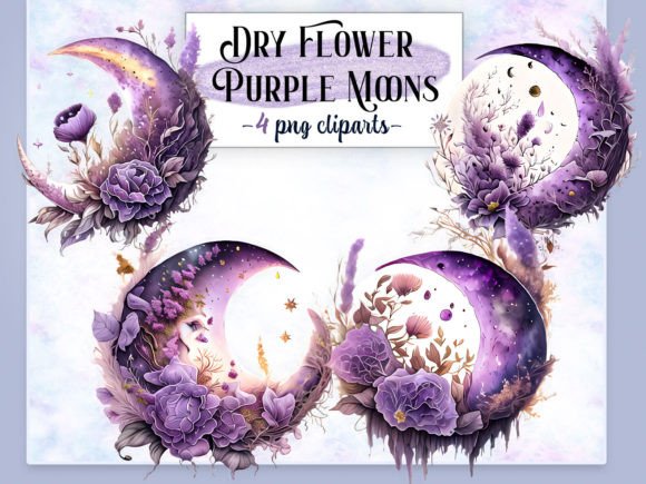 Download Dry Flower Purple Moons Clipart - Moons Collection