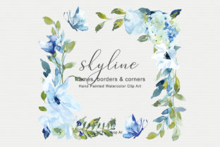 Download Light Blue Watercolor Flowers Frame Set - Flowers Collection