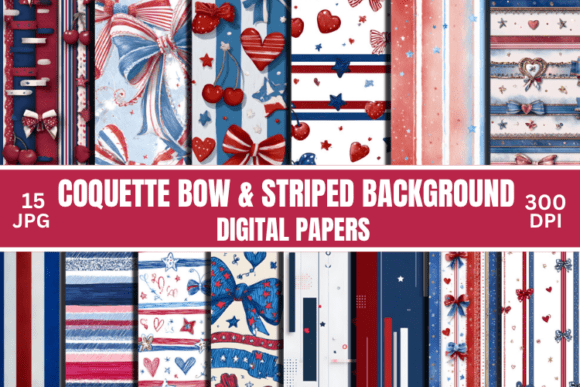 Download Coquette Bow &amp; Striped Background Bundle - Bundle Collection