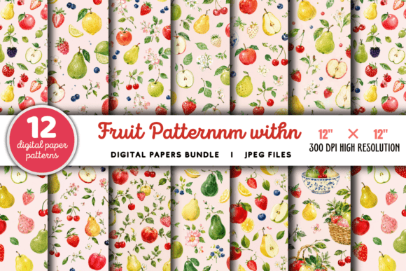 Download Fruit Pattern with Apples Bundle - Bundle Collection
