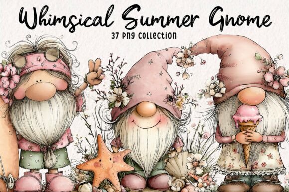 Download Whimsical Summer Gnome Clipart Bundle - Bundle Collection