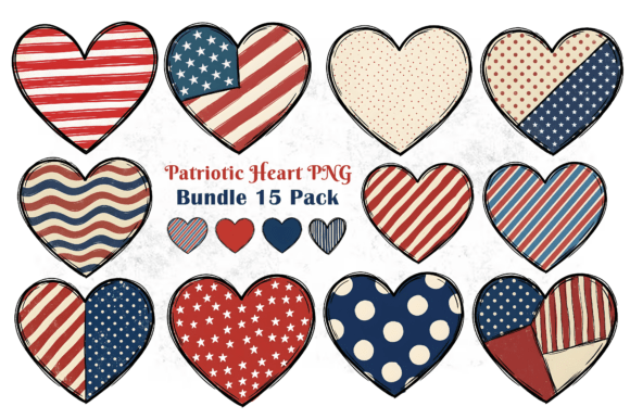 Download Patriotic Heart PNG Bundle 15 Pack - Bundle Collection